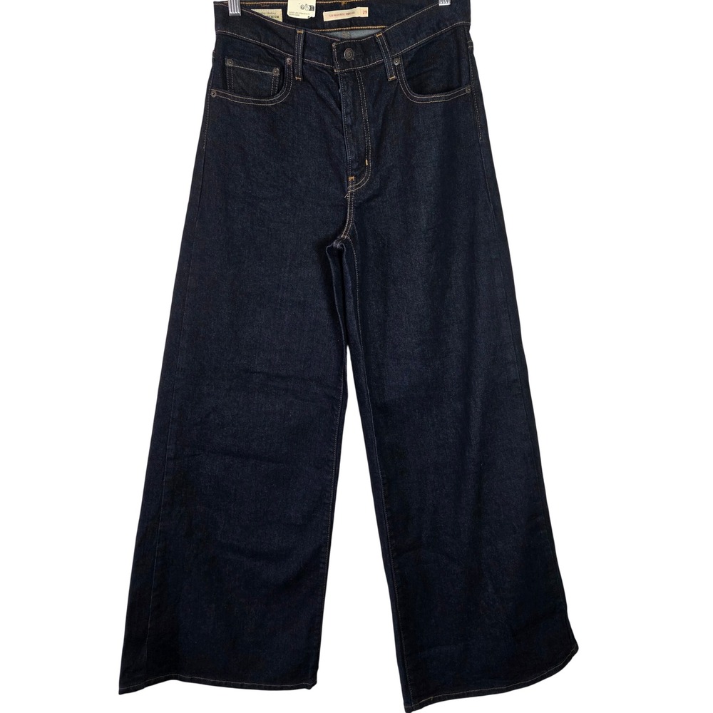 NWT Levis 726 High Rise Wide Leg Jeans Dark Wash Denim 29x32 - Picture 2 of 12
